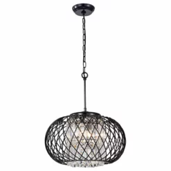 Edvivi Lighting 3-Light Antique Black Round Drum Crystal Pendant Chandelier Glam -Ceiling Lighting Shop 495151ca0d77a106 3151 w800 h800 b1 p0