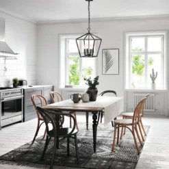 Edvivi Lighting 4-Light Matte Black Lantern Pendant Chandelier 12" With Nickle Or Black Sleeve -Ceiling Lighting Shop 495168370edcb4ba 5981 w800 h800 b0 p0