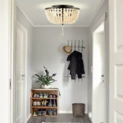 JONATHAN Y Allison Wood Beaded LED Flush Mount, Antique Gold, Cream, 15", Oil Rubbed Bronze -Ceiling Lighting Shop 49814011039b6c77 6030 w800 h800 b0 p0