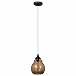 Casamotion Hammered Glass Pendant Light, Shade: Brown, 10", Finish: Matte Black
