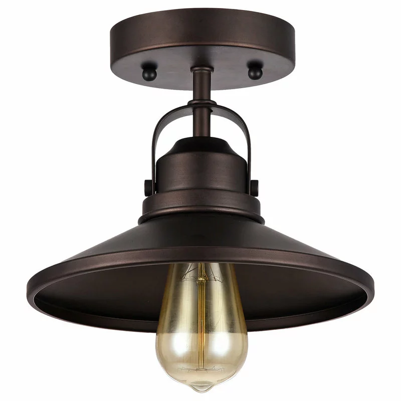 CHLOE Lighting, Inc. IRONCLAD, 1 Light Rubbed Bronze Semi-flush Ceiling Fixture, 9" Shade 2 CHLOE Lighting, Inc. IRONCLAD, 1 Light Rubbed Bronze Semi-flush Ceiling Fixture, 9" Shade - Image 2