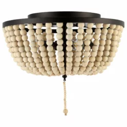 JONATHAN Y Allison Wood Beaded LED Flush Mount, Antique Gold, Cream, 15", Oil Rubbed Bronze -Ceiling Lighting Shop 49f179180f7630c3 6030 w800 h800 b1 p0