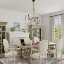 LNC Lighting LNC 6-Light French Country Distressed Wood Dimmable Chandelier 32.5"H X 31"D -Ceiling Lighting Shop 4ab100de02de985e 2309 w800 h800 b0 p0