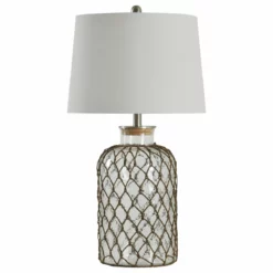StyleCraft Home Collection Nautical Net Table Lamp, Seeded Glass