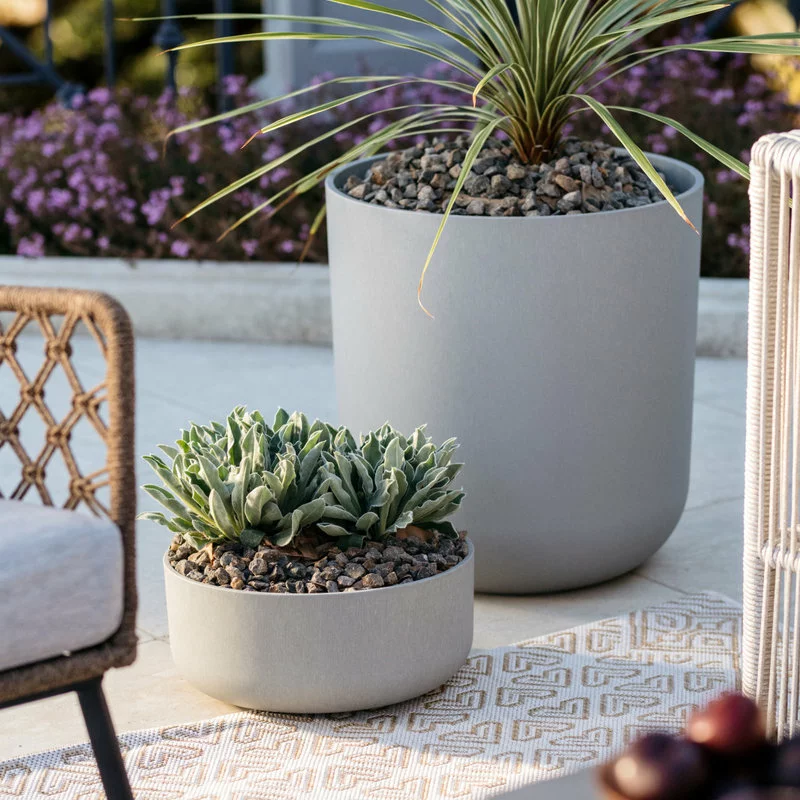 Veradek Pure Series Kona Bowl 14" Planter, Gray 2 Veradek Pure Series Kona Bowl 14" Planter, Gray - Image 2