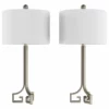 Lavish Home Greek Key Lamps In Antique Silver, Set Of 2
