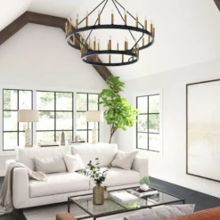 Aiwen 36-Light 47" Wagon Wheel Chandelier Candle Tiered Pendant Lighting, Black -Ceiling Lighting Shop 4b41dc07017f6949 1434 w800 h800 b0 p0