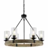 Edvivi Lighting 6 Light Matte Black And Vintage Wood Wheel Chandelier