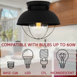 Kira Home Bayside 11" Nautical Farmhouse Flush Mount Ceiling Light, Seeded Glass -Ceiling Lighting Shop 4d51f27e00c3e56a 8686 w800 h800 b0 p0