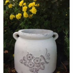 Goodmanandwife Heavy Hand Pressed Ancient Stressed Terracotta Flower Pot, Vintage White -Ceiling Lighting Shop 4db1b2f20818eb5a 8183 w800 h800 b0 p0