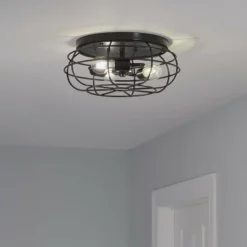 Linea Di Liara Cartaro 3-Light Industrial VIntage Cage Ceiling Light, LED Bulbs, Dark Bronze -Ceiling Lighting Shop 4df1240c0c7f1501 3603 w800 h800 b0 p0