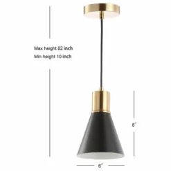 JONATHAN Y Apollo Metal LED Pendant, Black, Brass Gold, Black/Brass Gold, Width: 6.00" -Ceiling Lighting Shop 4df1723b0389373c 2976 w800 h800 b1 p0