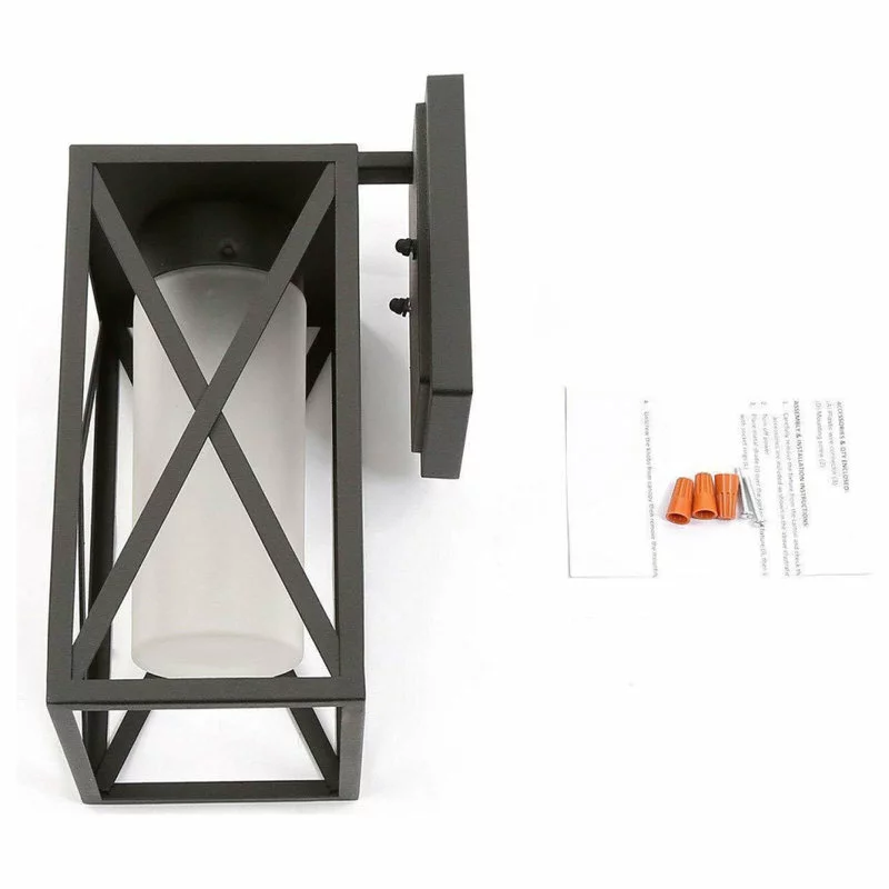 LALUZ Farmhouse Black Lantern Outdoor Wall Lighting Sconces With Glass Shade 9 LALUZ Farmhouse Black Lantern Outdoor Wall Lighting Sconces With Glass Shade - Image 9