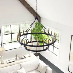Aiwen 36-Light 47" Wagon Wheel Chandelier Candle Tiered Pendant Lighting, Black -Ceiling Lighting Shop 4e119797017f693e 1434 w800 h800 b0 p0