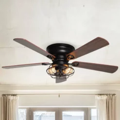 Whoselamp 48 Black 5 Blades Industrial Flush Mounted Ceiling Fan With Remote Control -Ceiling Lighting Shop 4e5142ce0f0572a4 3193 w800 h800 b0 p0