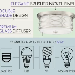 Kira Home Sienna Metal Drum Ceiling Light, Glass Diffuser, Brushed Nickel, Flush -Ceiling Lighting Shop 4ea11fdc00d25a40 9026 w800 h800 b0 p0