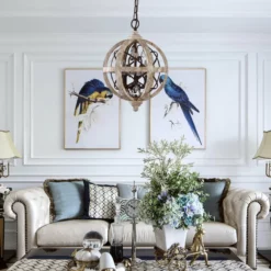 HOMARY Retro Rustic Weathered Wooden Globe Metal Orb Crystal 3-Light/5-Light Chandelier -Ceiling Lighting Shop 4f11cae00eec8401 5215 w800 h800 b0 p0