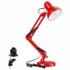 W86 Trading Co., LLC Swing Arm Desk Lamp, Interchangeable Base Or Clamp, Red