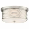 Kira Home Sienna Metal Drum Ceiling Light, Glass Diffuser, Brushed Nickel, Flush