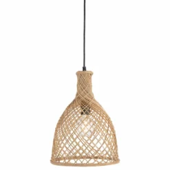 KOUBOO Bottle Cane Rib Open Weave Pendant Lamp, Natural