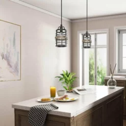 LNC Lighting LNC 1-Light Farmhouse Matte Gray Cylinder Single Mini Pendant Lighting -Ceiling Lighting Shop 5201f78603219472 5478 w800 h800 b0 p0