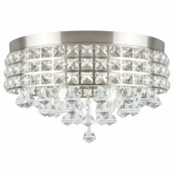 Kira Home Gemma 15" Chic Crystal Flush Mount Chandelier, Round Metal Shade