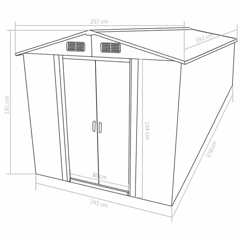 Vida XL International B.V. VidaXL Garden Shed With Sliding Doors 154.3" Metal Anthracite Tool Log Cabin 9 Vida XL International B.V. VidaXL Garden Shed With Sliding Doors 154.3" Metal Anthracite Tool Log Cabin - Image 9