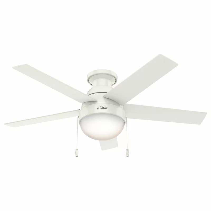 Hunter Fan Company 46" Anslee Low Profile Ceiling Fan With Light, Fresh White 1 Hunter Fan Company 46" Anslee Low Profile Ceiling Fan With Light, Fresh White