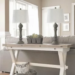 Lumisource 32" Reclaimed Gray Table Lamps Linen Shades, Set Of 2 -Ceiling Lighting Shop 54f1ba4b027d0dcf 9804 w800 h800 b0 p0