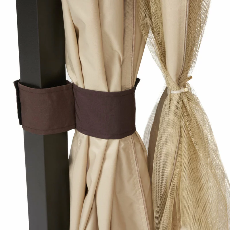 GDFStudio GDF Studio Sonoma Outdoor Gazebo Canopy With Net Drapery, Beige 7 GDFStudio GDF Studio Sonoma Outdoor Gazebo Canopy With Net Drapery, Beige - Image 7