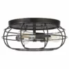 Linea Di Liara Cartaro 3-Light Industrial VIntage Cage Ceiling Light, LED Bulbs, Dark Bronze
