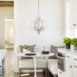 Whoselamp Venice Wooden Chandelier, Antique White -Ceiling Lighting Shop 561114570fae41e3 5435 w800 h800 b0 p0