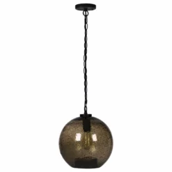 Casamotion Mini Pendant Light Handblown, Light Brown, 11", Black
