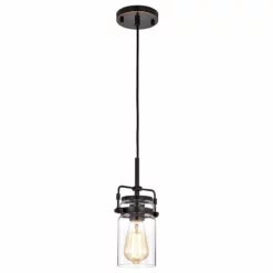 Edvivi Lighting 1-Light Oil Rubbed Bronze Pendant With Glass Jar Sconces