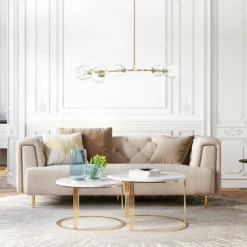 Light Society Trident 5-Light Chandelier, Brass/Clear -Ceiling Lighting Shop 57116aab00dc5a15 8335 w800 h800 b0 p0