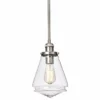 Edvivi Lighting 1-Light Brushed Nickel Encased Jar Hand Blown Glass Shade Mini Pendant