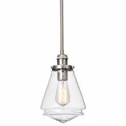 Edvivi Lighting 1-Light Brushed Nickel Encased Jar Hand Blown Glass Shade Mini Pendant
