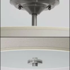 Kira Home Addison 13" Ceiling Light, Off-White Fabric Drum Shade, Brushed Nickel -Ceiling Lighting Shop 59d1293300c3ca55 8697 w800 h800 b0 p0