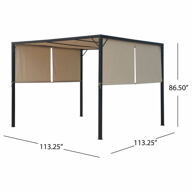 GDFStudio GDF Studio Wendy Outdoor Steel Framed 10' By 10' Gazebo, Beige 4 GDFStudio GDF Studio Wendy Outdoor Steel Framed 10' By 10' Gazebo, Beige - Image 4