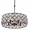 Edvivi Lighting Azha 5-Light Oil Rubbed Bronze Drum Pendant Chandelier With Crystal Spheres Glam
