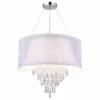 Edvivi Lighting 4-Light Double White Fabric Drum Shade Crystal Pendant Chandelier Glam Lighitng