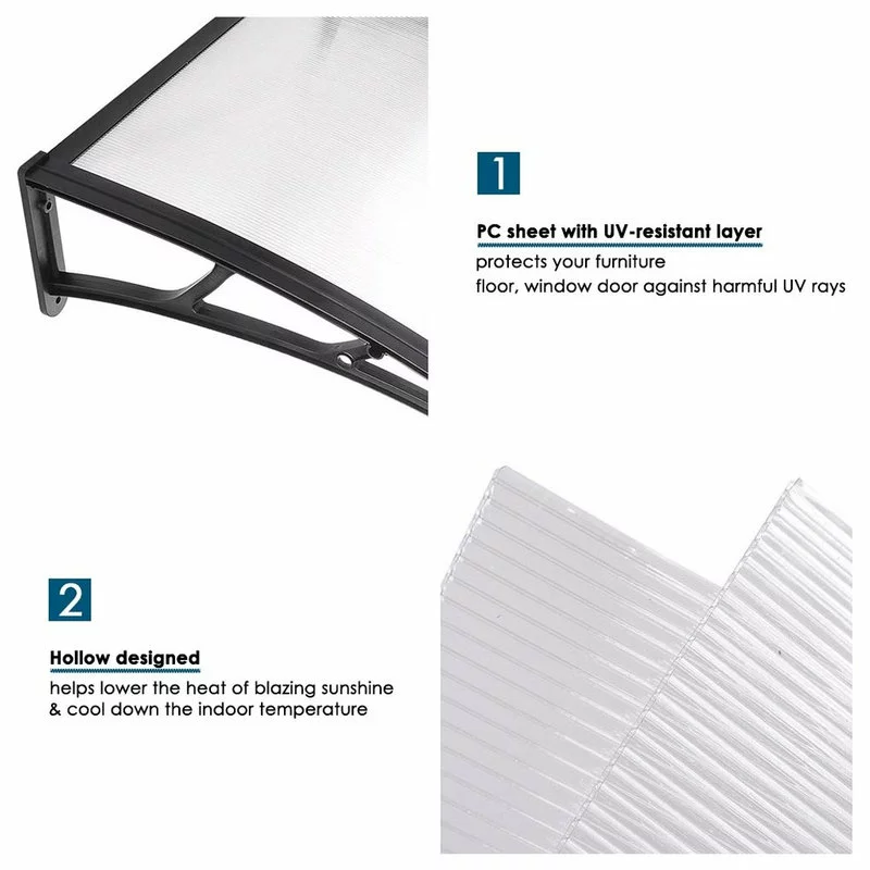 Yescom Polycarbonate Hollow Sheets, 40"x80", Clear/Black Trim, 1 -Piece 2 Yescom Polycarbonate Hollow Sheets, 40"x80", Clear/Black Trim, 1 -Piece - Image 2