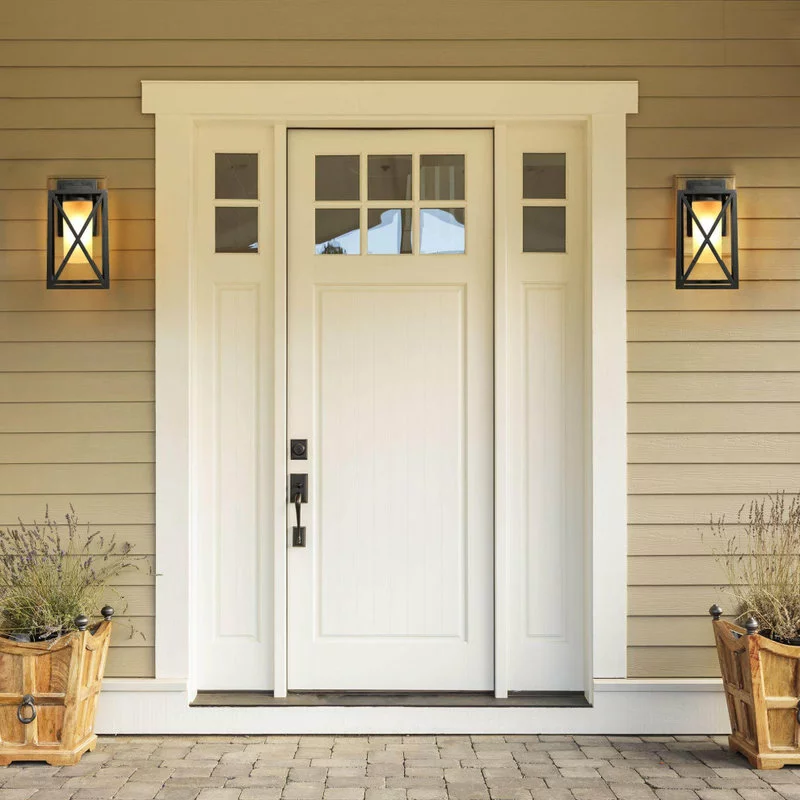 LALUZ Farmhouse Black Lantern Outdoor Wall Lighting Sconces With Glass Shade 7 LALUZ Farmhouse Black Lantern Outdoor Wall Lighting Sconces With Glass Shade - Image 7