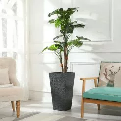 LuxenHome Gray MgO Textured 18.3in. Tall Angled Square Planter -Ceiling Lighting Shop 5c6131bb0172d53c 9634 w800 h800 b0 p0