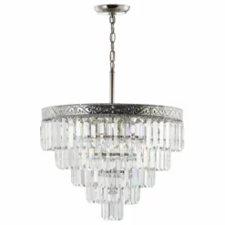 JONATHAN Y Wyatt 2-Light Crystal LED Chandelier, Polished Nickel/ Clear, Width: 20" -Ceiling Lighting Shop 5db103ad039b6df1 5980 w800 h800 b1 p0