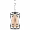 Edvivi Lighting Merga 1-Light Oil Rubbed Bronze Wrought Iron Cream Drum Shade Pendant