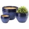 Summerfield Terrace 2-Tone Blue Ceramic Planter 3-Piece Set