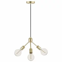 Globe Electric Novogratz X Globe Wyatt 3-Light Gold Chandelier With Matte Black Cloth Cord