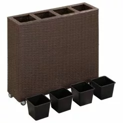 Vida XL International B.V. VidaXL Garden Raised Bed With 4 Pots Poly Rattan Brown Planter Growing Box Pot -Ceiling Lighting Shop 5f2173950fc5fabb 2938 w800 h800 b1 p0