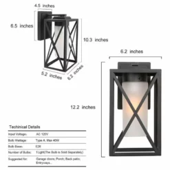 LALUZ Farmhouse Black Lantern Outdoor Wall Lighting Sconces With Glass Shade 11 LALUZ Farmhouse Black Lantern Outdoor Wall Lighting Sconces With Glass Shade -Ceiling Lighting Shop 5f71e26a02f374a8 3033 w800 h800 b1 p0